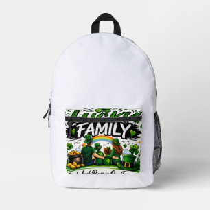 Lucky Family Squad Irish Shamrock St Patrick’s Day Printed Backpack