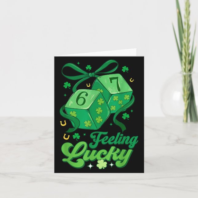 Lucky feeling 67 st patricks day dice six seven card (Front)