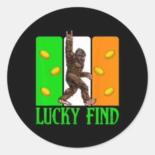 Lucky Find Bigfoot Happy St Patricks Day Shirt Fun Classic Round Sticker