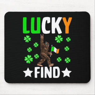 Lucky Find Bigfoot Happy St Patricks Day Shirt Fun Mouse Pad