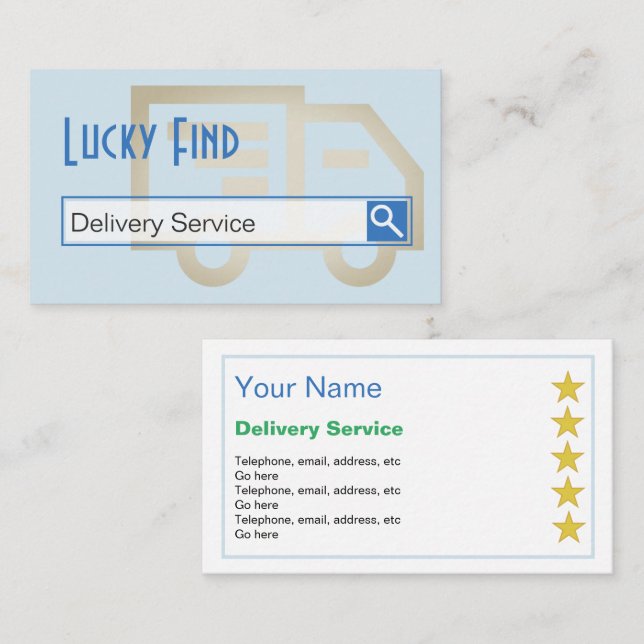 "Lucky Find" Delivery Service Business Cards (Front/Back)
