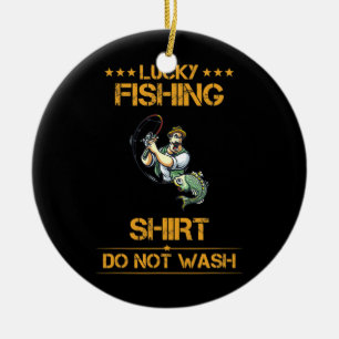 Lucky Fishing Do Not Wash Funny Text Ceramic Tree Decoration