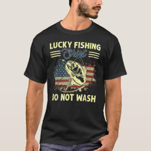 Lucky Fishing Do Not Wash Usa Flag Tuna Fishing T-Shirt