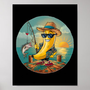 Lucky Fishing Funny Banana Humour Poster