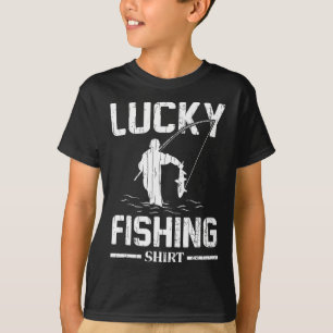 Lucky Fishing Funny Fishermen Fish Graphic T-Shirt