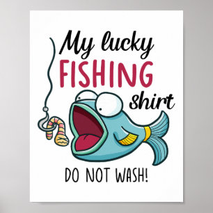 Lucky Fishing-shirt Youth Kids Womens Boys Mens Fu Poster