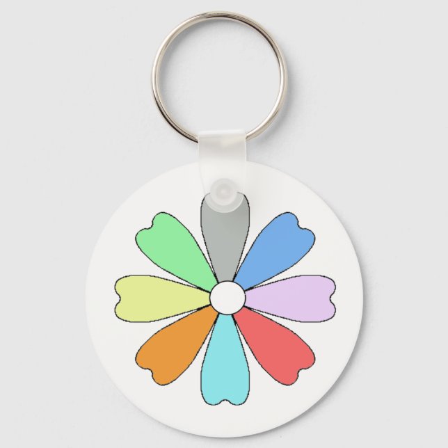 Lucky Flower Button Keychian Key Ring (Front)
