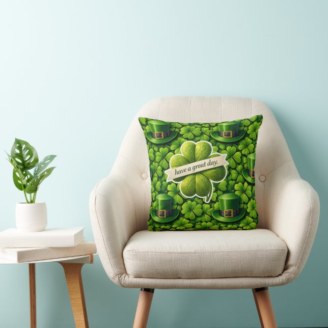 Lucky for leaf clover Saint Patrick's Day have a g Cushion (Chair)