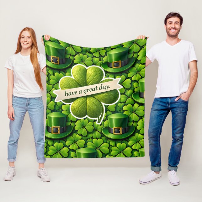 Lucky for leaf clover Saint Patrick's Day have a g Fleece Blanket (In Situ)