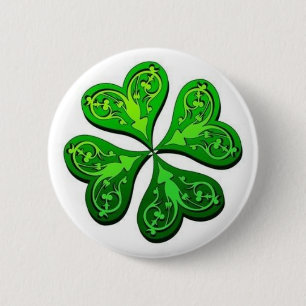 Lucky Four-Leaf Clover 6 Cm Round Badge