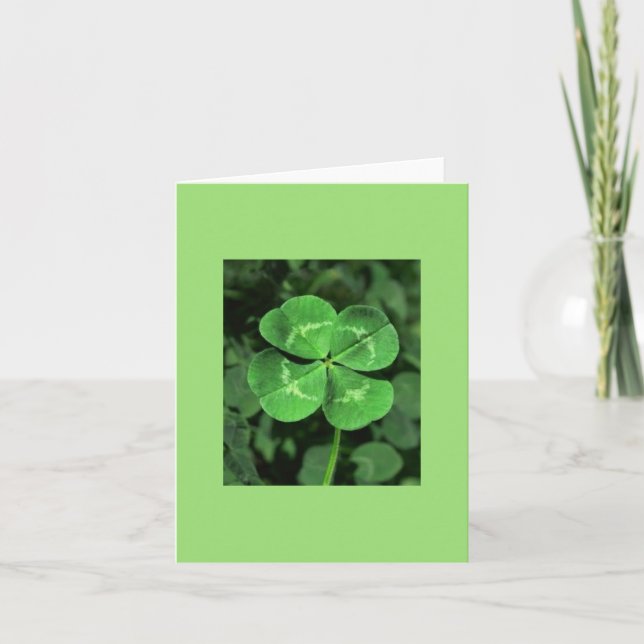 LUCKY FOUR-LEAF CLOVER Blank Note Card (Front)