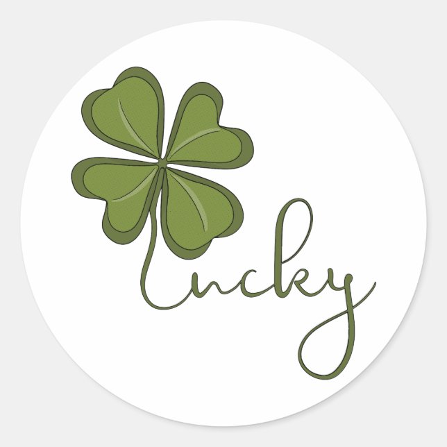 Lucky Four Leaf Clover Classic Round Sticker (Front)
