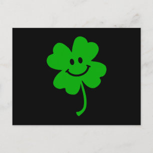Lucky four leaf clover face postcard
