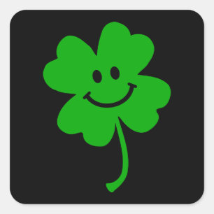 Lucky four leaf clover face square sticker