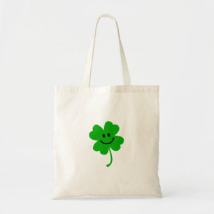 Lucky four leaf clover face tote bag