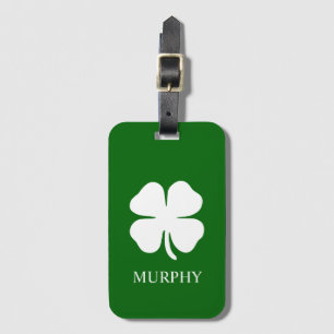 Lucky Four Leaf Clover Green Irish Personalised Luggage Tag