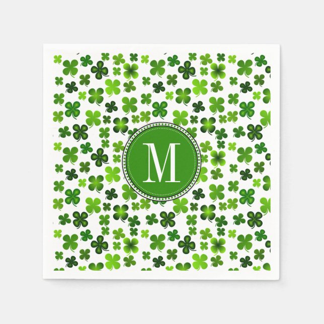 Lucky Four Leaf Clover Irish Saint Patrick's Day  Napkin (Front)