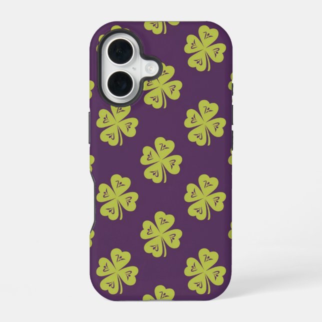 Lucky Four-Leaf Clover Pattern  iPhone 16 Case (Back)