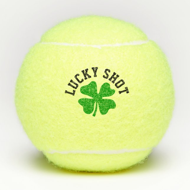 Lucky four leaf clover personalised sports gift tennis balls (Front)