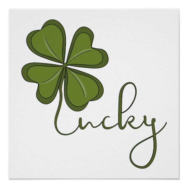 Lucky Four Leaf Clover Poster (Front)