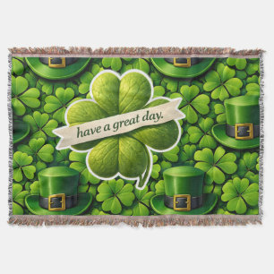 Lucky four leaf clover Saint Patrick's Day Patrick Throw Blanket