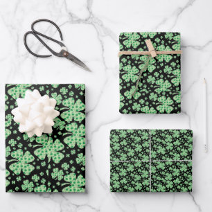 Lucky Four Leaf Clover St. Patrick Irish Wrapping Paper Sheet