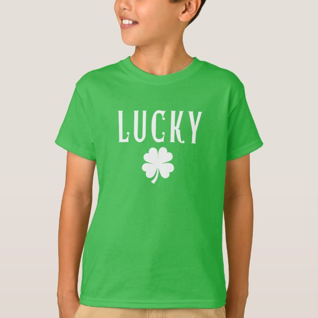 Lucky Four Leaf Clover St Patrick's Day T-Shirt (Front)