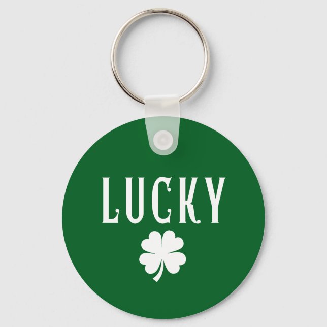 Lucky Four Leaf Clover St Patrick's  Key Ring (Front)