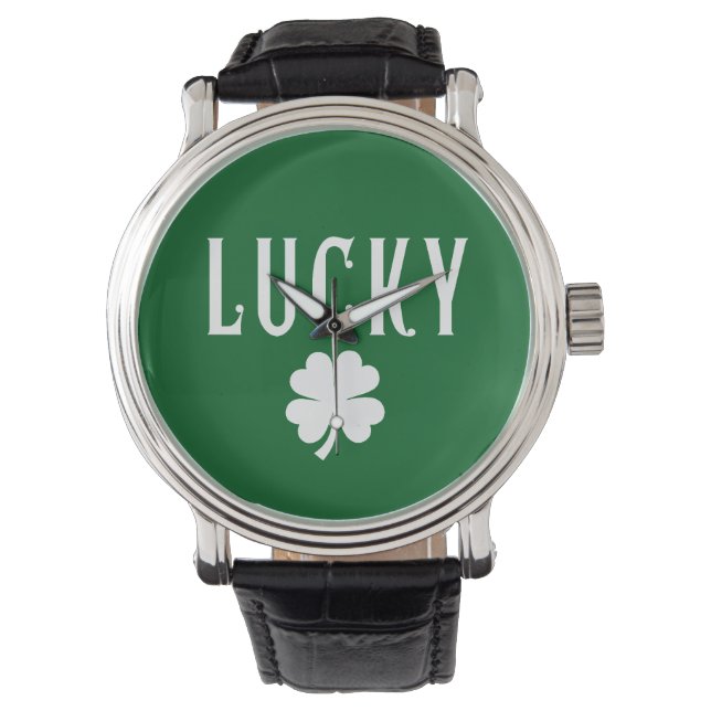 Lucky Four Leaf Clover St Patrick's  Watch (Front)