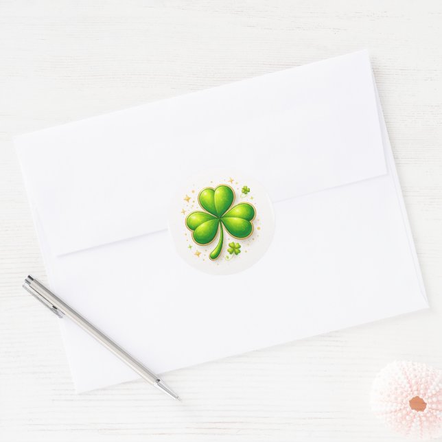 Lucky Four Leaf Clover Sticker – Cute Good Luck  (Envelope)