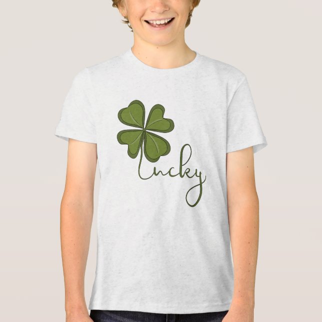Lucky Four Leaf Clover Tri-Blend Shirt (Front)