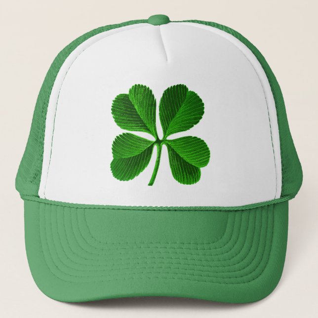 Lucky Four Leaf Clover Trucker Hat (Front)