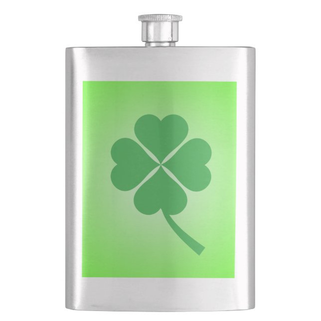 Lucky Four Leaf Shamrock Design-87906 Hip Flask (Front)