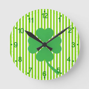 Lucky Four Leaf Shamrock Design-87906 Round Clock