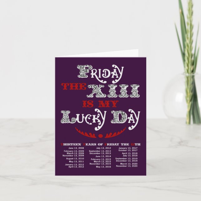 Lucky Friday the 13th Dark Card (Front)