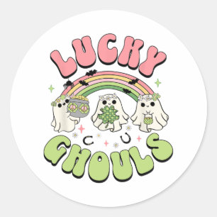 Lucky Ghouls St Patricks Day Spooky Ghost Charm Classic Round Sticker
