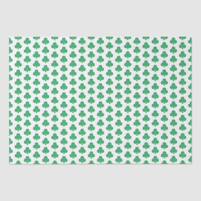 Lucky gift wrap tissue paper with green clovers (Front)