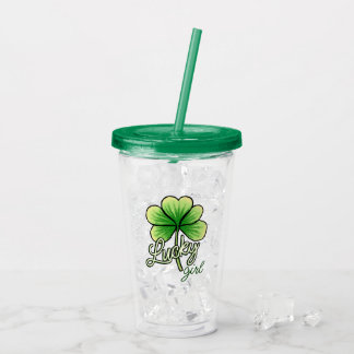 Lucky Girl Clover St. Patrick's Day Acrylic Tumbler