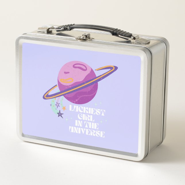 Lucky Girl, Luckiest Girl, Lucky, Affirmation Metal Lunch Box (Front)