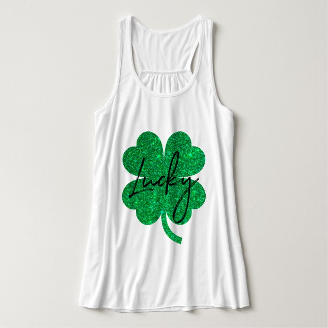 Lucky glitter four leaf clover singlet (Design Front)