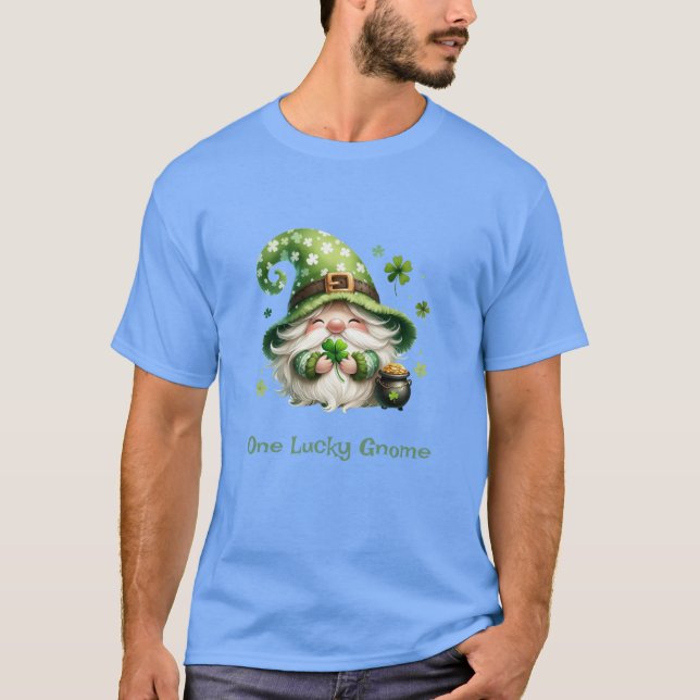 Lucky Gnome – St. Patrick’s Day Gnome Shamrocks  T-Shirt (Front)
