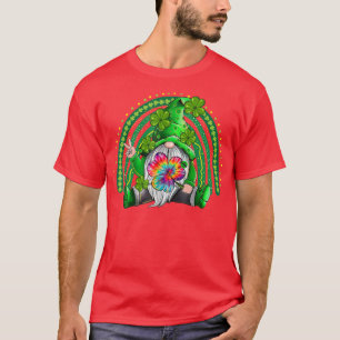 Lucky Gnome Tie Dye Shamrock Happy St Patricks Day T-Shirt