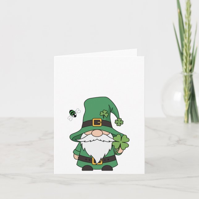 Lucky Gnome with Clover Thank You Card (Front)