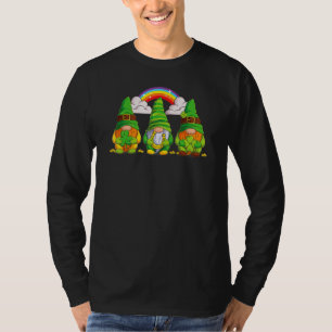 Lucky Gnomes Holding Shamrock Clover And Horseshoe T-Shirt
