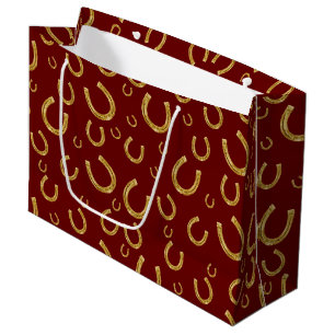 Lucky gold horseshoes pattern large gift bag