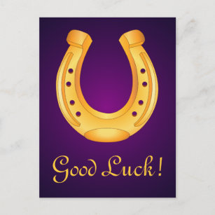 Lucky Golden Horseshoe Good Luck Deep Purple Postcard