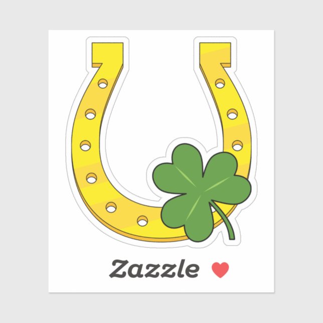 Lucky Golden Horseshoe with Shamrock on Black (Sheet)