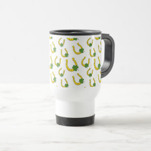 Lucky Golden Horseshoe with Shamrock on White Travel Mug