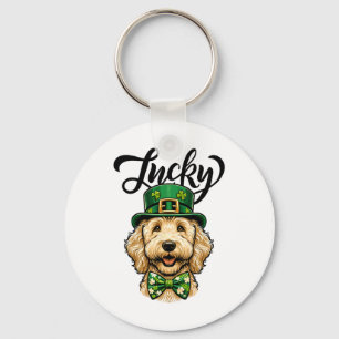 Lucky Goldendoodle Dog St Patrick's Day Kids St Pa Key Ring
