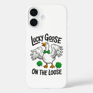 Lucky Goose On The Loose Funny Goose Shamrock  iPhone 16 Case